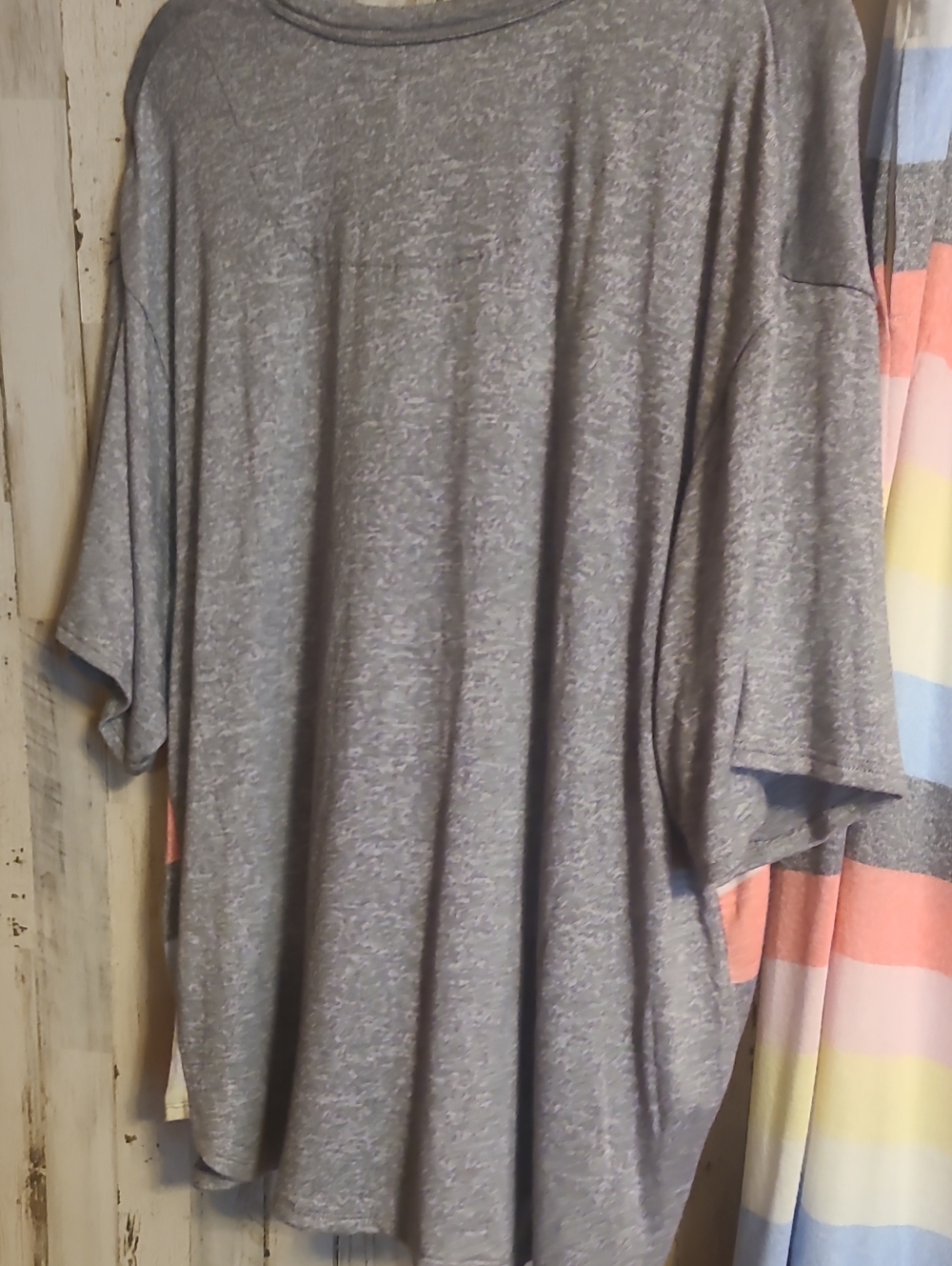 Dkny Cozy Gray Top with Pastel Striped Lounge Pants Set - Picture 5 of 7